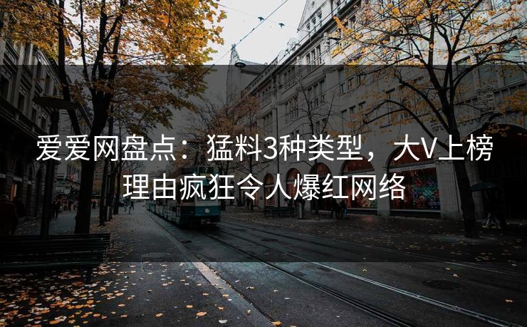 爱爱网盘点:猛料3种类型,大V上榜理由疯狂令人爆红网络 爱爱网盘点:猛料3种类型,大V上榜理由疯狂令人爆红网络