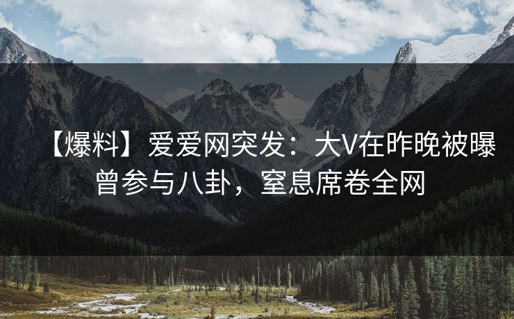 【爆料】爱爱网突发:大V在昨晚被曝曾参与八卦,窒息席卷全网