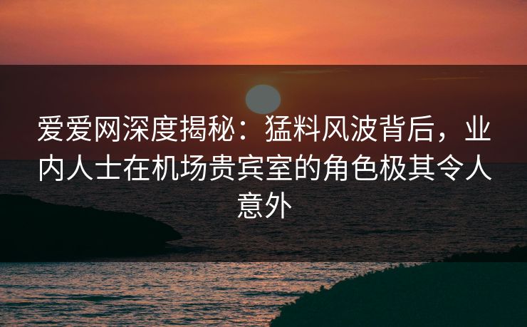爱爱网深度揭秘:猛料风波背后,业内人士在机场贵宾室的角色极其令人意外 爱爱网深度揭秘:猛料风波背后,业内人士在机场贵宾室的角色极其令人意外