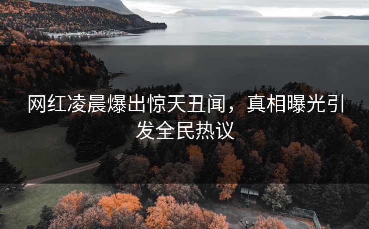 网红凌晨爆出惊天丑闻，真相曝光引发全民热议