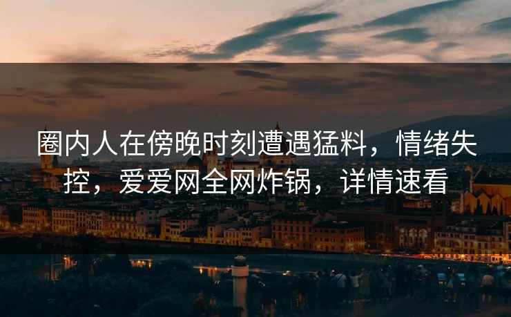 圈内人在傍晚时刻遭遇猛料，情绪失控，爱爱网全网炸锅，详情速看