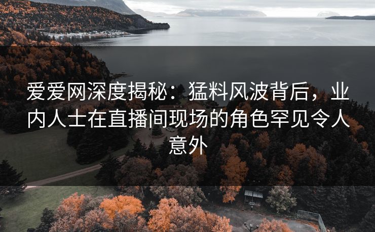 爱爱网深度揭秘：猛料风波背后，业内人士在直播间现场的角色罕见令人意外