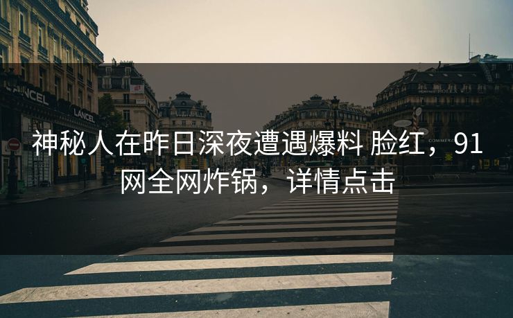 神秘人在昨日深夜遭遇爆料 脸红，91网全网炸锅，详情点击