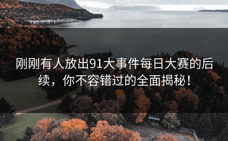 刚刚有人放出91大事件每日大赛的后续，你不容错过的全面揭秘！